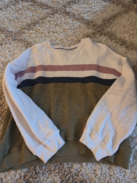 Faherty Sweaters - Faherty Crewneck Colorblock Sweater in White, Olive & Dusty Rose